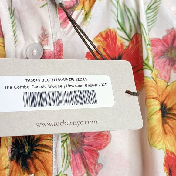 Tucker The Combo Classic Blouse Hawaiian Baazar Floral Silk Top - Picture 3 of 7